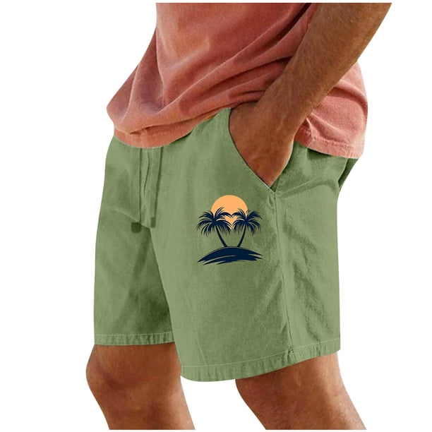 Pantalones Cortos para Hombre de Cintura Elástica con Bolsillos Impresos Pantalones Cortos Rectos, Pantalones Deportivos Casuales con Cintura Elástica