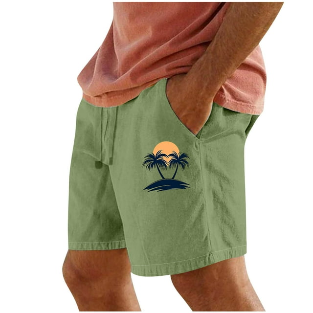 Pantalones Cortos para Hombre de Cintura Elástica con Bolsillos Impresos Pantalones Cortos Rectos, Pantalones Deportivos Casuales con Cintura Elástica