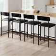 thumbnail image 1 of Set of 4 bar stools-kitchen bar stools con footrest pu-forrado counter-height barstools bar sillas con back para kitchen island apartment counter bar easy to assemble (negra), 1 of 6