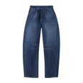 thumbnail image 5 of Asgosdo Women Elastic High Waist Barrel Denim Pants Casual Loose Stretch Jeans with Side Pockets S XXXL, 5 of 5
