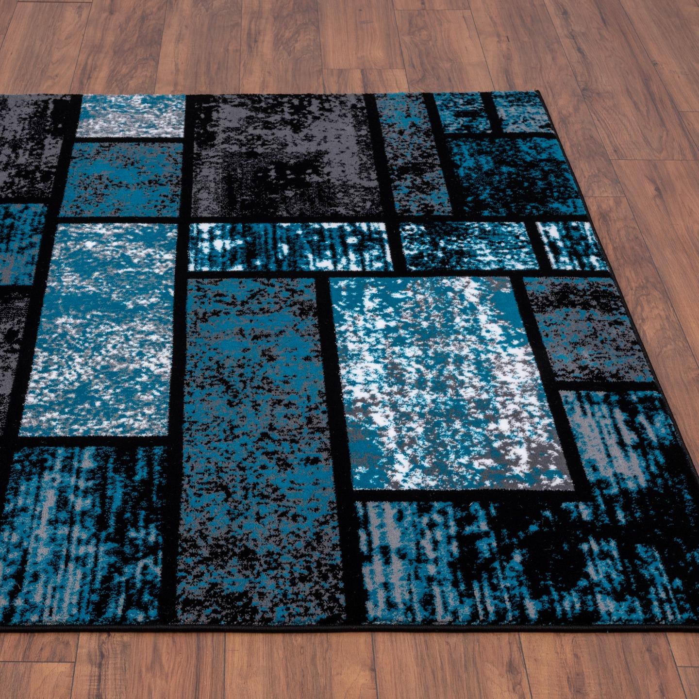 Luxe Weavers 1007 Turquoise Geometric Modern Area Rug 5x7