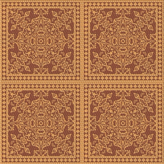 Ahgly Company Machine Washable Indoor Square Transitional Orange Area Rugs, 7' Square