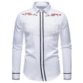 thumbnail image 2 of Blusa y camisa de manga larga con cuello vuelto para hombre, blusa informal de moda con botones bordados, blusa de manga larga con cuello vuelto, blusa de poliéster para hombre, 2 of 9