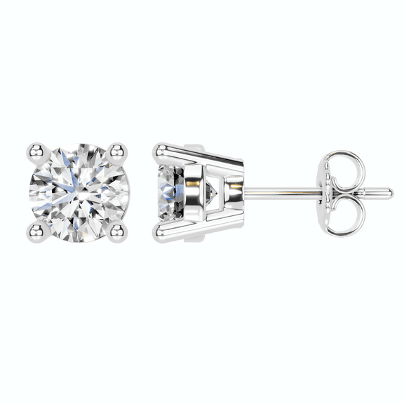 Diamond Club 2 Carat Lab Grown Diamond Round 4-Prong Stud Earrings in 14K White Gold – 8.1mm VS Clarity F Color