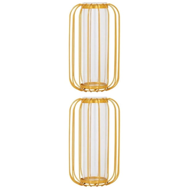 2x Florero Nórdico Florero De Vidrio Dorado De Hierro Para La Decoración Del