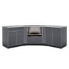 Outdoor Kitchen 6 Piece Cabinet Set in Slate Gray with Countertops