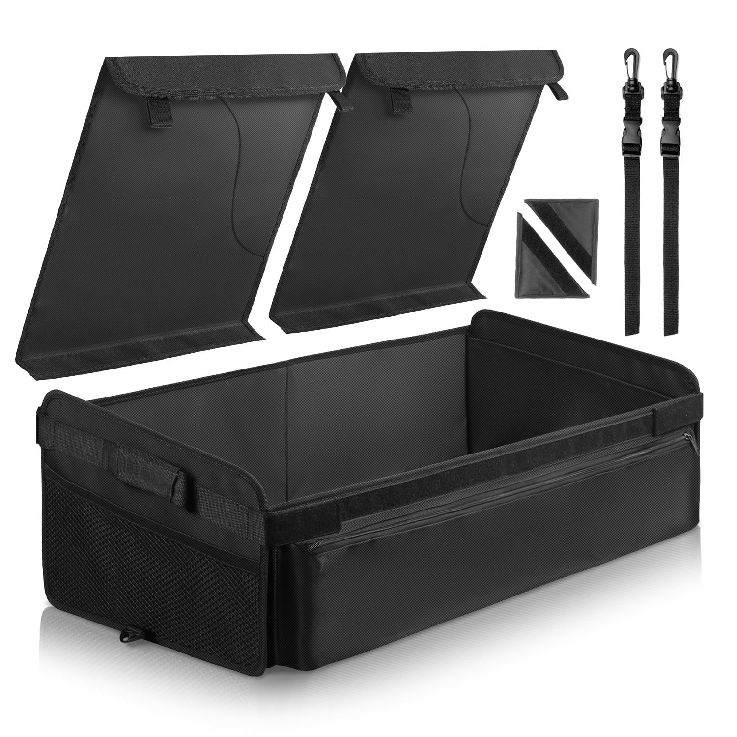 LEADALLWAY Car Trunk Organizer with Cover Foldable Cargo Storage Container