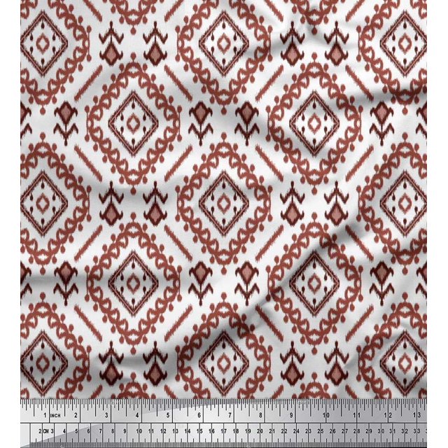 Soimoi Poly Georgette Fabric Ethnic Ikat Print Sewing Fabric Yard 52 Inch Wide
