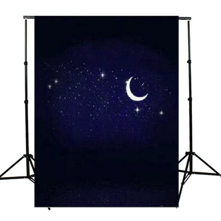 3ft x 5ft Night Sky Stars Moon Screen Background Studio Video Photo Vinyl Fabric Photography Backdrops (Best Lens For Night Sky Photography)