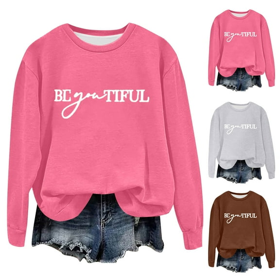 idosla Be You, You Are Enough Sweatshirts, Mental Health Awareness Matters Shirt, Long Sleeve Womens Crewneck Graphic (Brown, L)