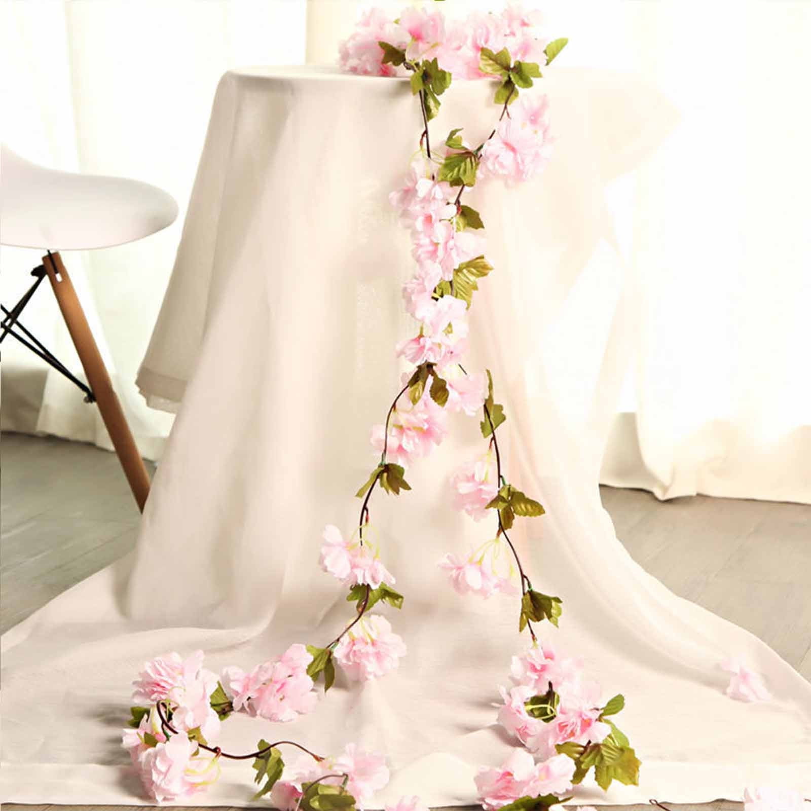 Clearance! Titcea 91" Artificial Cherries Blossoms Flower Vines, Hanging Silk Flower Garland Faux Flowers for Outdoors Spring Wedding Garden Party Home Arch Decor