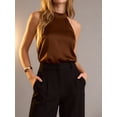 thumbnail image 6 of LMLYSoH Satin Halter Tops for Women Summer Asymmetrical Loose Going out Tank Tops Tie up Backless Shirts for Streetwear, 6 of 8
