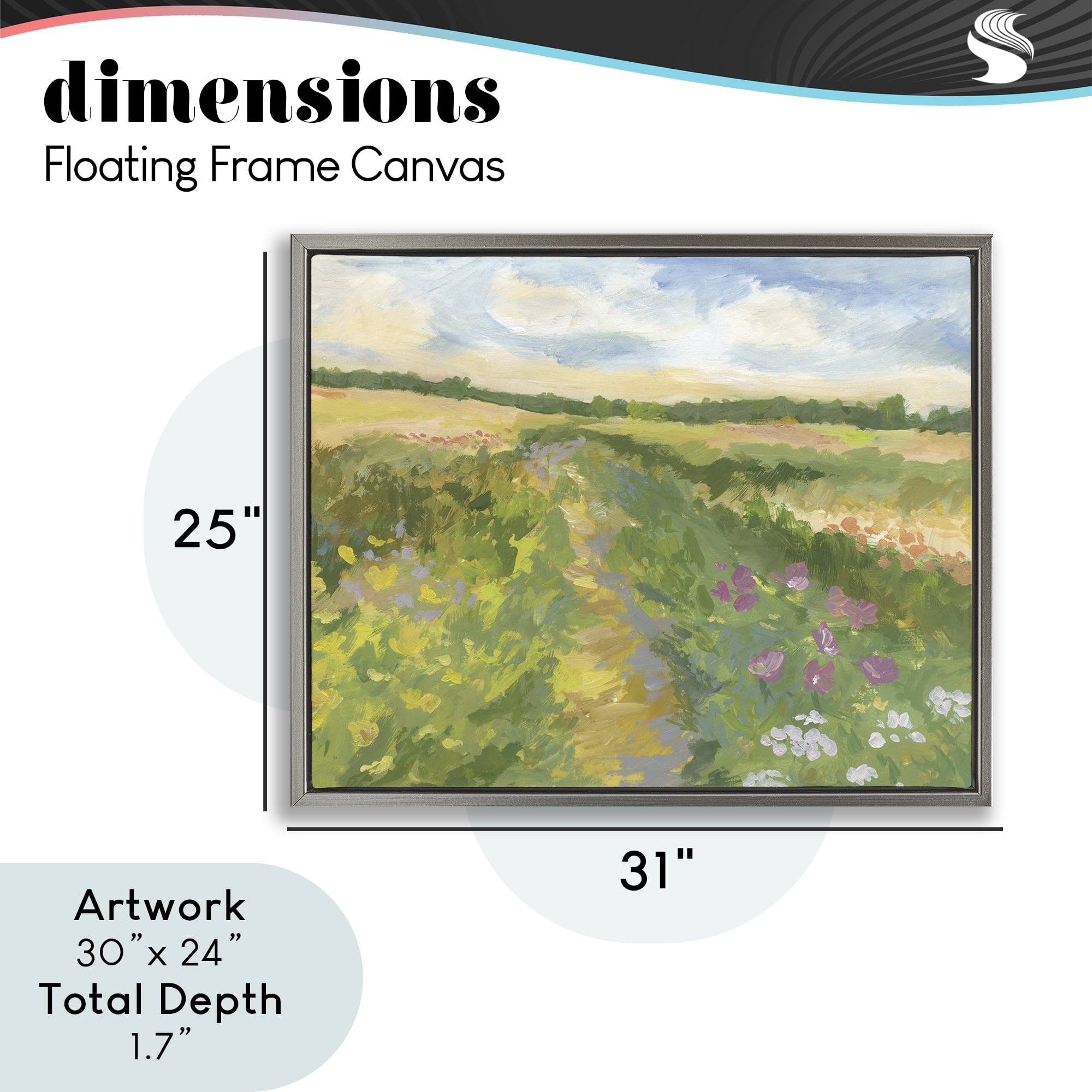 Stupell Industries Windswept Flower Field Gray Framed Floater Canvas Wall Art, design by Victoria Barnes