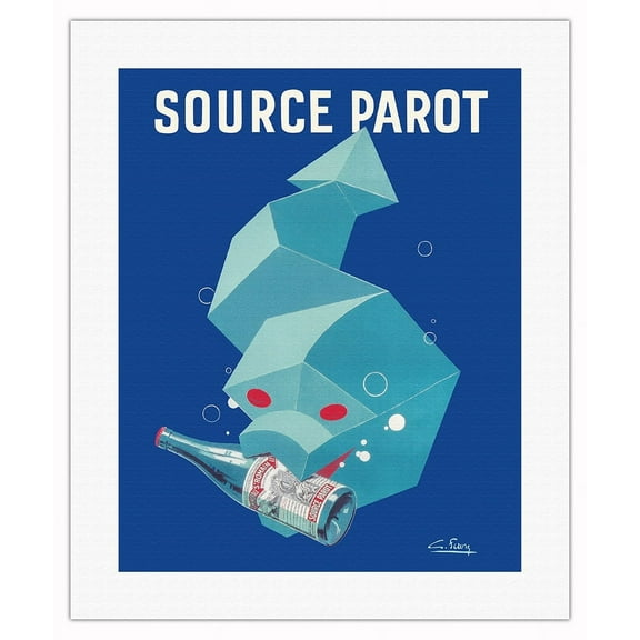 Source Parot - Carbonated Mineral Water - Vintage French Advertising Poster by Georges Favre c.1930 - Fine Art Rolled Canvas Print (Unframed) 16in x 20in
