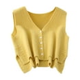 thumbnail image 3 of Milageto Women Sweater Vest Breathable V Neck Casual Fashion Jumpers Sleeveless Gilet Yellow, 3 of 8