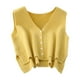 thumbnail image 3 of Suéter de mujer, chaleco para damas, camisetas sin mangas casuales, jerséis de moda, transpirables, individuales Amarillo, 3 of 9
