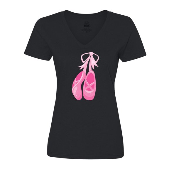 Inktastic Ballet Shoes, Ballet Slippers, Ballet Dance - Pink Women's V-Neck T-Shirt