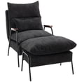 thumbnail image 2 of HOMCOM Accent Chair with Ottoman, Reclining Comfy Chair with Adjustable Backrest, Steel Frame and Pillow for Living Room, Bedroom, Black, 2 of 9