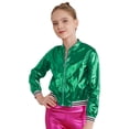 thumbnail image 4 of Linjinx Girls Boys Sequined Metallic Bomber Jacket Zip Up Coat Outerwear for Hip Hop Jazz Sports Green 10, 4 of 9