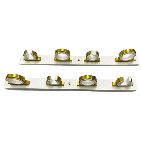 Marine City 4-Rod Reel White Poly Board Aluminum Bright Gold Powder Coating Fishing Rod Storage Hanger Rack for Boat Van Car