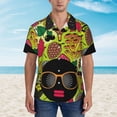 thumbnail image 4 of Bixox Men's Hawaiian Shirts Men's Black Head Woman with Mushroom Hair Print Short-Sleeve Shirt-Small, 4 of 8