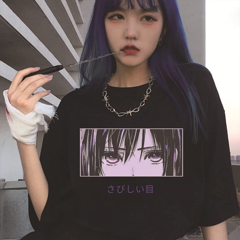 Popular Anime Emo Girl Y2K Cute Bangs (Black)