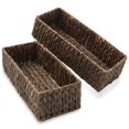 thumbnail image 1 of Casafield Juego De 2 Cestas De Almacenamiento De Baño Espresso – Jacinto De Agua 16.0 In De Ancho X 6.75 Pulgadas De Profundidad X 4.25 Pulgadas De Alto Contenedores Tejidos Para Organizar Pañuelos De, 1 of 5