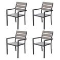 thumbnail image 4 of CorLiving Gallant Aluminum and Poly-Wood Slatted Outdoor Dining Chairs, Charcoal Grey (Set of 4), 4 of 5