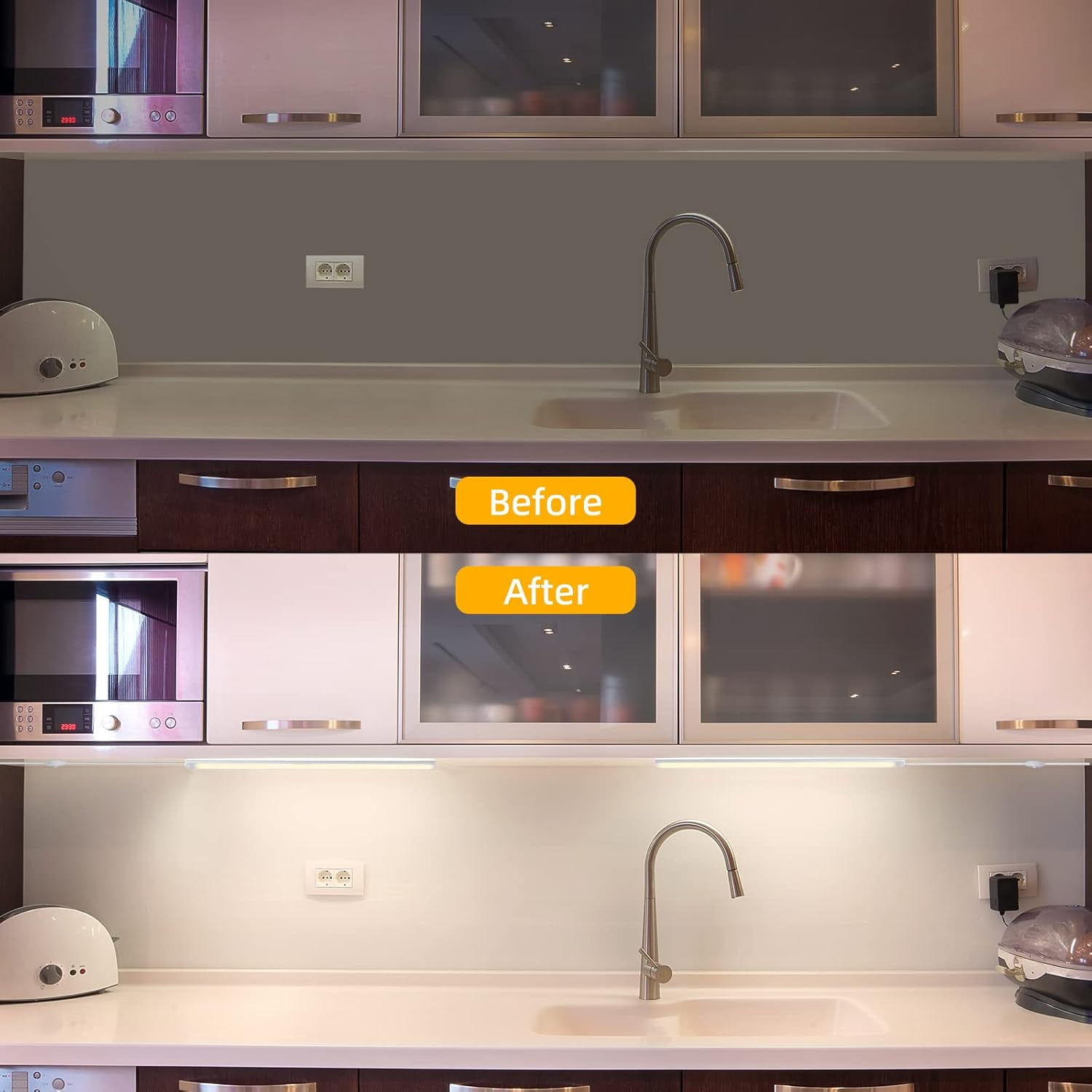 JJEAN-Under Cabinet Lights Plug in, 3 Pcs 12 Inch Thin Under Cabinet Lighting, Natural White Under Counter Lights for Kitchen, Dimmable LED Light Bar for Cabinet, Counter, Workbench, Desk