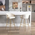 thumbnail image 4 of Hassch Set of 2 Velvet Upholstered 30" Bar Stools, Modern Cushioned Dining Seats with Golden Metal Arms & Legs, Cream, 4 of 9