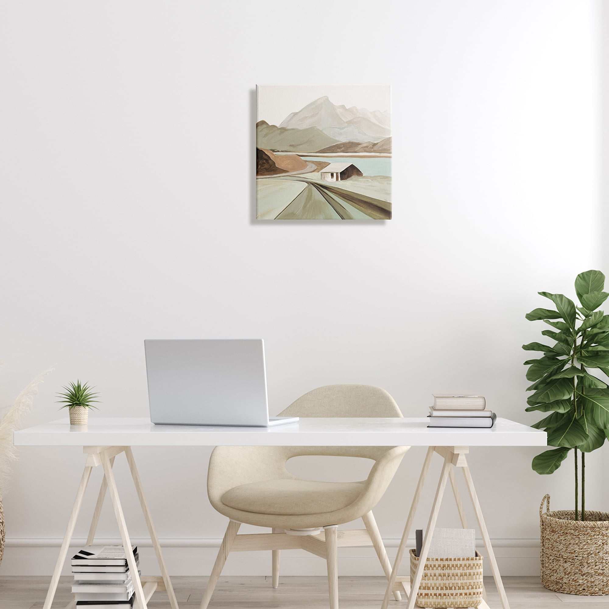 Stupell Industries Lone Countryside Cottage Road Distant Mountain Peaks, 36 x 36, Design by Patricia Pinto