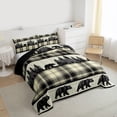 thumbnail image 3 of jejeloiu Cute Animal Bear Twin Comforter Sets,Beige Black Plaid Bedding Set For Boys Kids Reversible 2 Pieces, 3 of 8