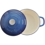 Crock-Pot 5 Quart Round Enamel Cast Iron Covered Dutch Oven Food Cooker, Blue