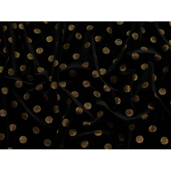 Minerva Metallic Velvet Stretch Knit Fabric Black & Gold - per yard