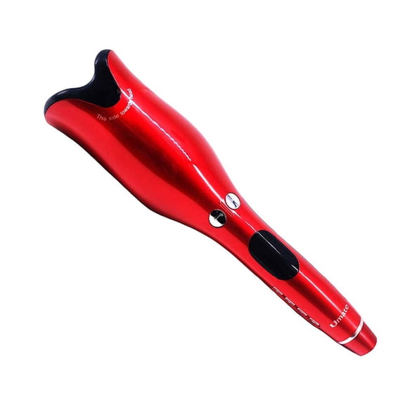 Automatic Curling Iron for Women Long Hair Rotating Automatic Curling Wand Rotate Hair Curler Portable Fast Heating Easy to Use LCD Digital Display (Red)