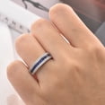 thumbnail image 4 of Blongme Wedding Bands for Women 1.0ct Blue Sapphire September Birthstone Eternity Rings Round White Cubic Zirconia Size 9.5, 4 of 11
