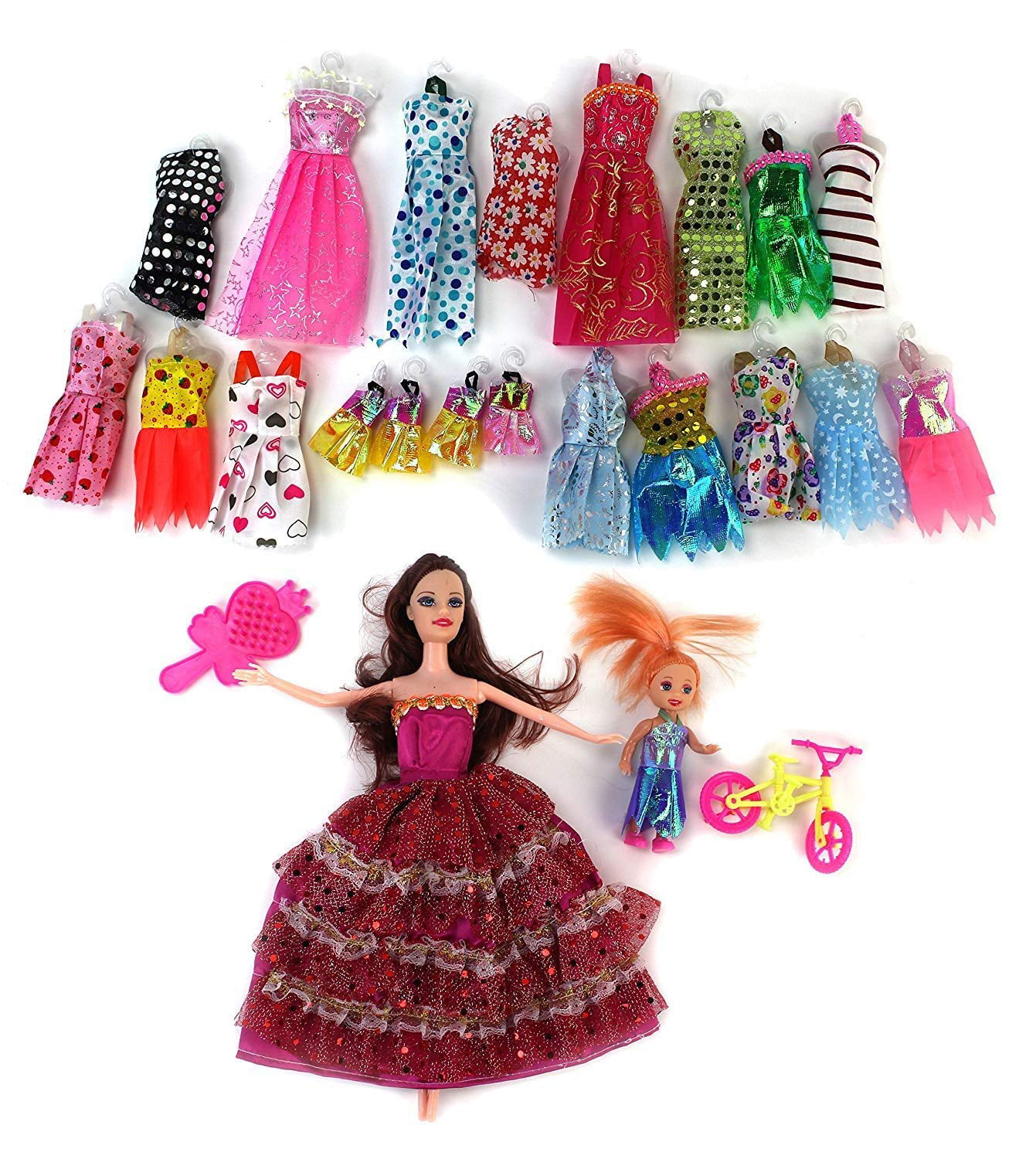 Beauty Fashion Girl Kid's Toy Doll Fashion Variety Wardrobe Set w/ 2