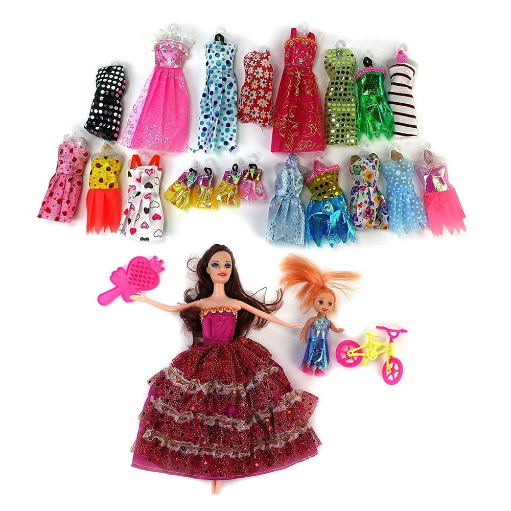 Beauty Fashion Girl Kid's Toy Doll Fashion Variety Wardrobe Set w/ 2