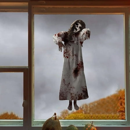 WEGFTDUOP Halloween Wall Stickers Door Decorations Door Stickers Scary Nun Window Stickers Female Ghost Festival Wall Stickers