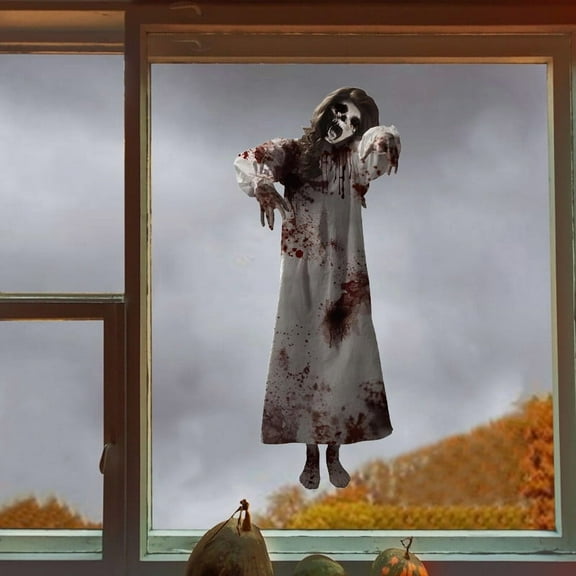 WEGFTDUOP Halloween Wall Stickers Door Decorations Door Stickers Scary Nun Window Stickers Female Ghost Festival Wall Stickers