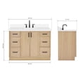 thumbnail image 3 of Ariel Kelly 49 Inch Single Rectangle Sink Bathroom Vanity With Pure White Quartz Countertop 1.5 Inch Edge In White Oak, 3 of 12