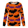 thumbnail image 4 of Sudadera de manga larga con estampado de murciélagos de Halloween para mujer, suéter gráfico de árboles espeluznantes y murciélagos para otoño, 4 of 5