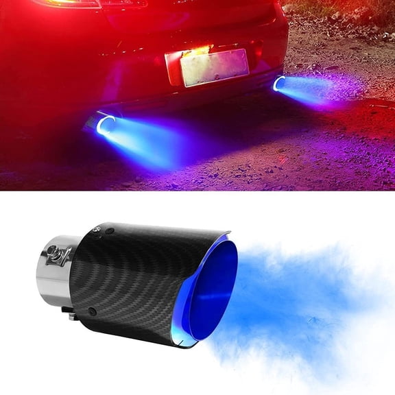 YIUIY Universal Car Modified LED Luminous Muffler Tip Tail Pipe Carbon Fiber Curved