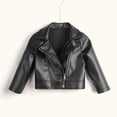 thumbnail image 3 of Usaibhir Girl's Fax PU Leather Jacket Zip Up Long Sleeve Collared Biker Outerwear Lightweight Coat Streetwear 2-8T, 3 of 4