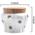 thumbnail image 3 of Mornenjoy Garlic Keeper,Ceramic Garlic Jar Storage Garlic Collection Vented Hollow Pumpkin Shape Stoneware Garlic Container with Lid (White Ceramic-S), 3 of 9