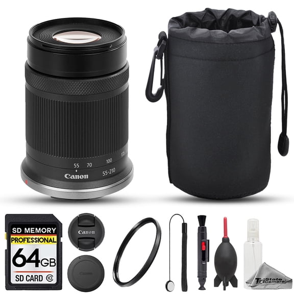 Canon RF-S 55-210mm f/5-7.1 IS STM Lens - 8pc 64GB Memory Bundle (International Version)