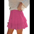 thumbnail image 2 of Falda Pantalón Estilo Bohemio con Volantes y para Mujer, Estilo Informal, de Cintura Alta, Color Rojo Rosa, Talla S, 2 of 9