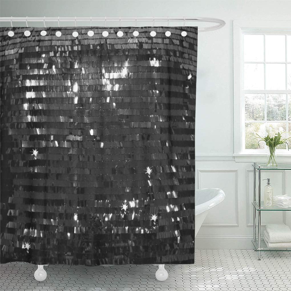 Gold and Gray Bling Glitter Shower Curtains Bathroom Waterproof Polyester Fabric 