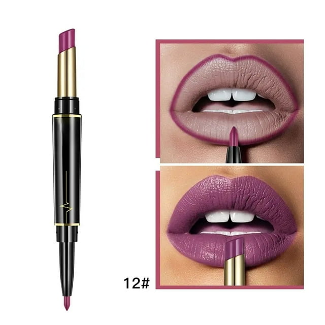 Crayon Contour des Lèvres et Rouge à Lèvres 16 Couleurs, Stylo à Lèvres Double Embout, Outil de Maquillage Nude, Rendu des Couleurs Longue Tenue, Cosmétiques pour les Lèvres