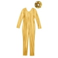 thumbnail image 6 of renvena Kids Girls Metallic Long Sleeve Gymnastic Leotard Unitard Full Body Ballet Dance One Piece Jumpsuit and Scrunchie Gold 12, 6 of 7